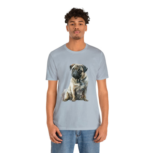 Loving Pug in Watercolor - Short Sleeve Tee
